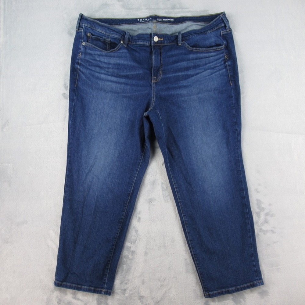 Torrid Perfect Boyfriend Ankle Jeans Vintage Stretch Blue Dark Wash Denim 22S